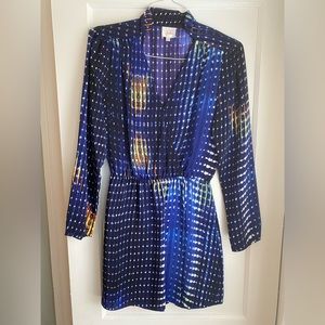 Parker faux wrap 100% silk mini dress